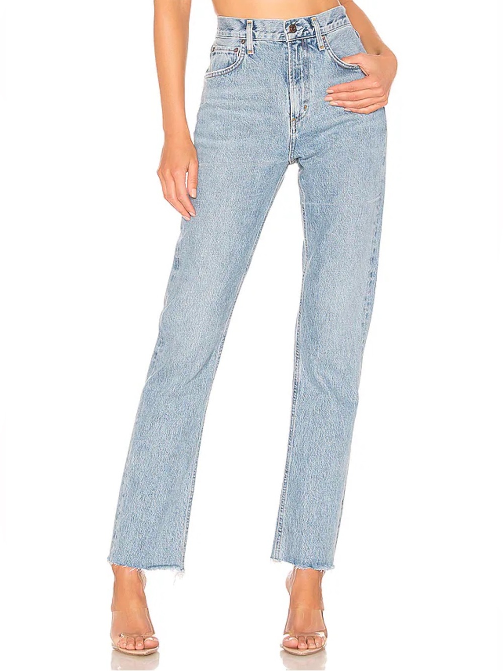 AGOLDE Cherie High Rise Straight Leg Jeans in Merit Medium Blue Wash Size 28